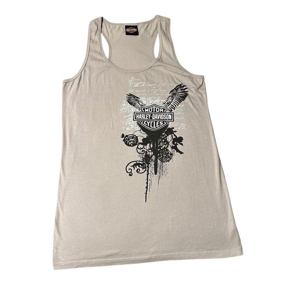 Harley Davidson Women’s Light Gray with Floral Tank Top
